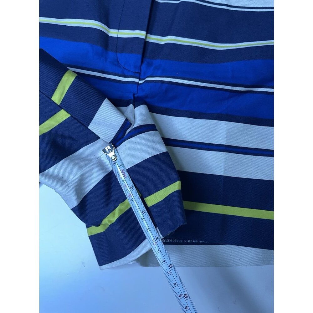 Ann Taylor LOFT women’s green White blue striped flat front shorts 12 L NWT - Picture 7 of 8